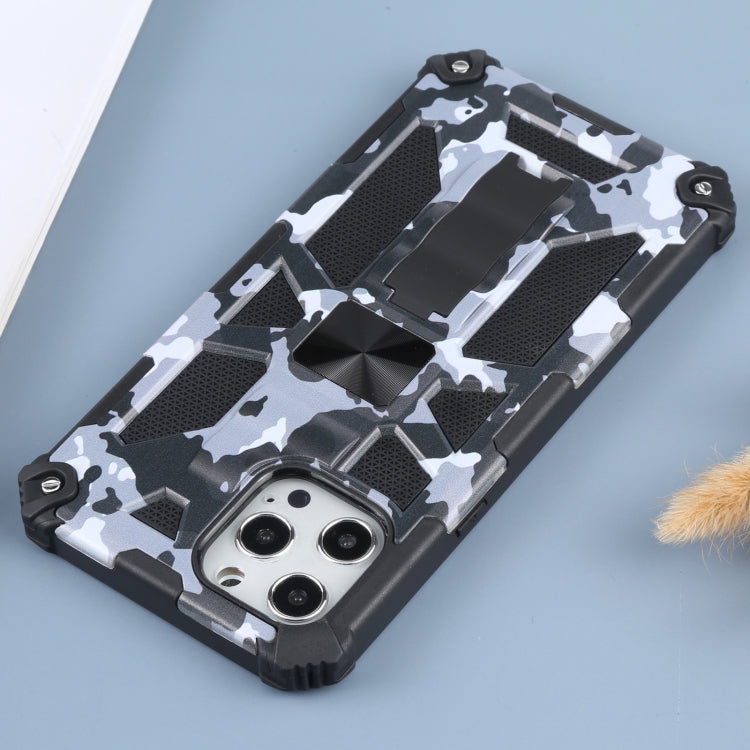 For iPhone 12 Pro Max Camouflage Armor Shockproof TPU + PC Magnetic Protective Case with Holder