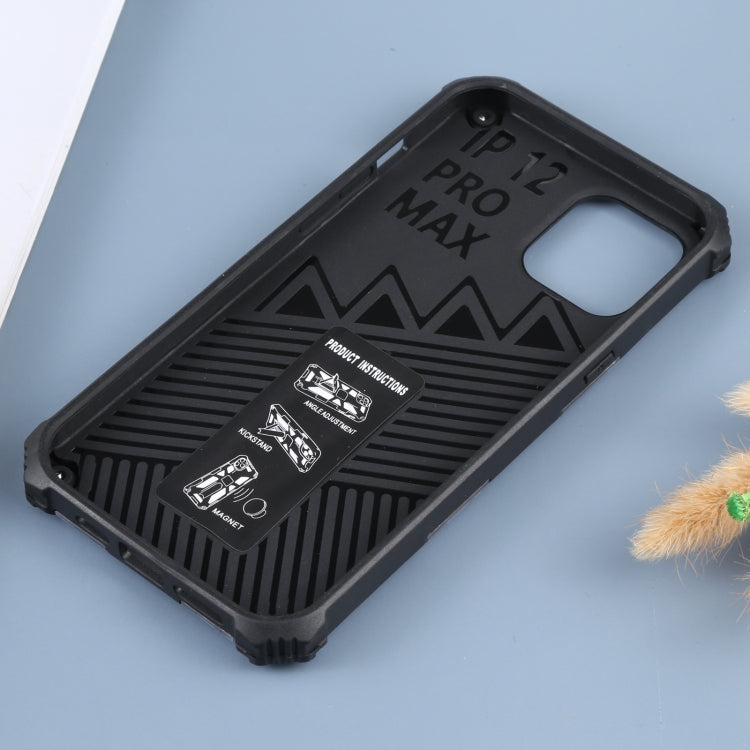 For iPhone 12 Pro Max Camouflage Armor Shockproof TPU + PC Magnetic Protective Case with Holder