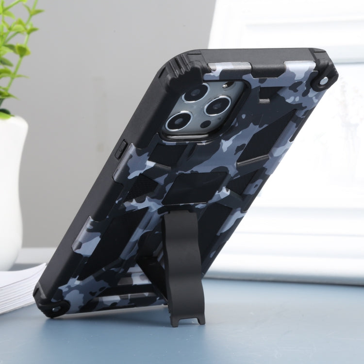For iPhone 12 Pro Max Camouflage Armor Shockproof TPU + PC Magnetic Protective Case with Holder