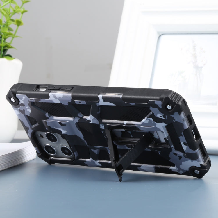 For iPhone 12 Pro Max Camouflage Armor Shockproof TPU + PC Magnetic Protective Case with Holder