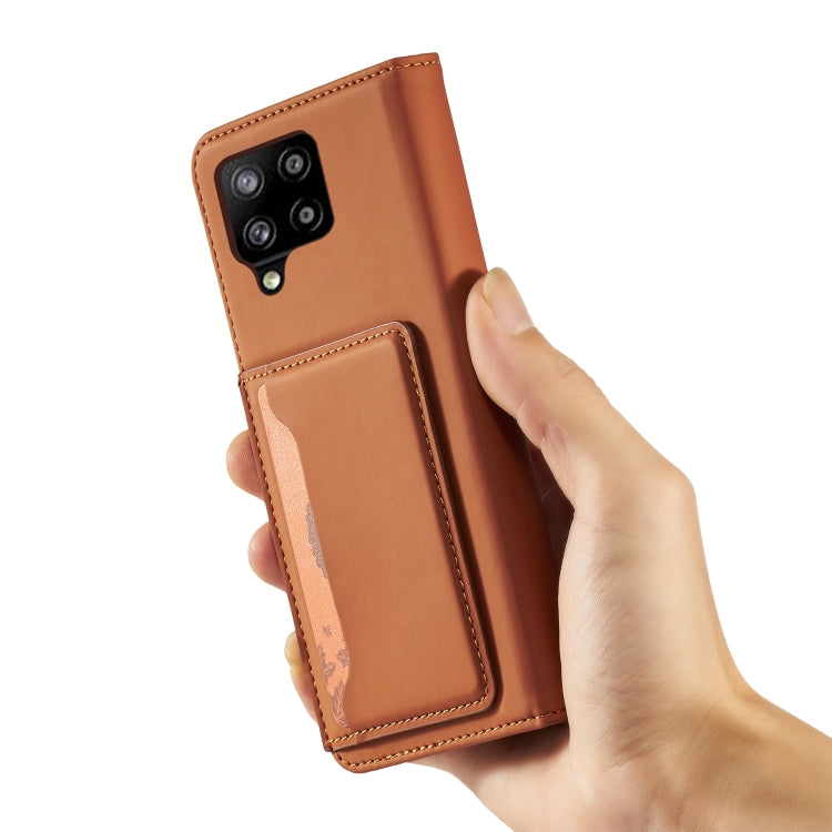 For Samsung Galaxy A42 5G Strong Magnetism Liquid Feel Horizontal Flip Leather Case with Holder & Card Slots & Wallet