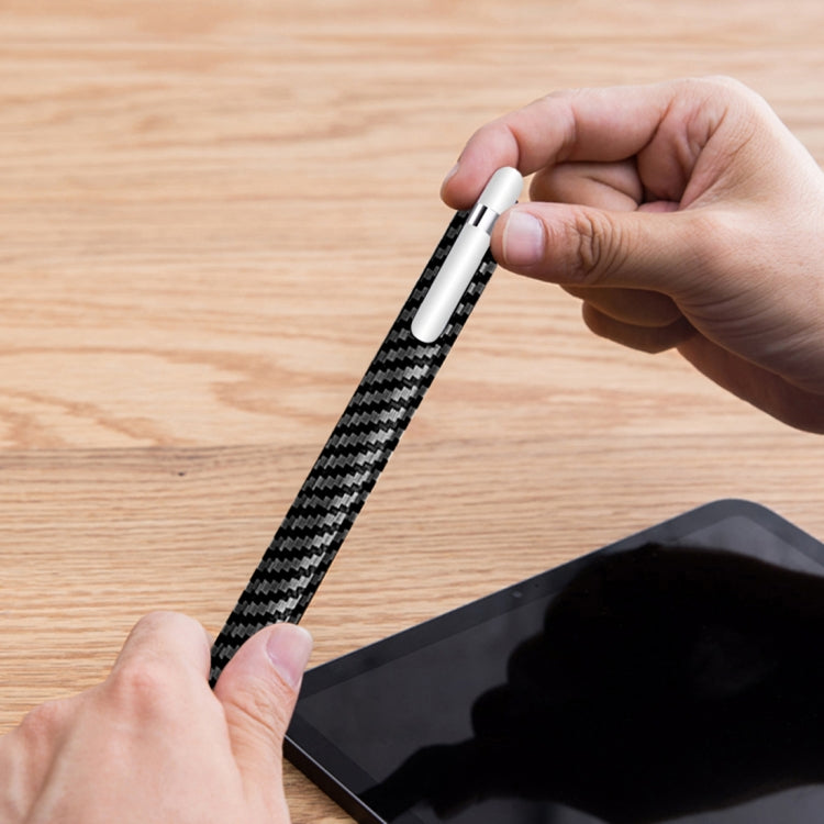 TPU Carbon Fiber Pattern Capacitor Stylus Pen Protective Case with Hook For Apple Pencil 1