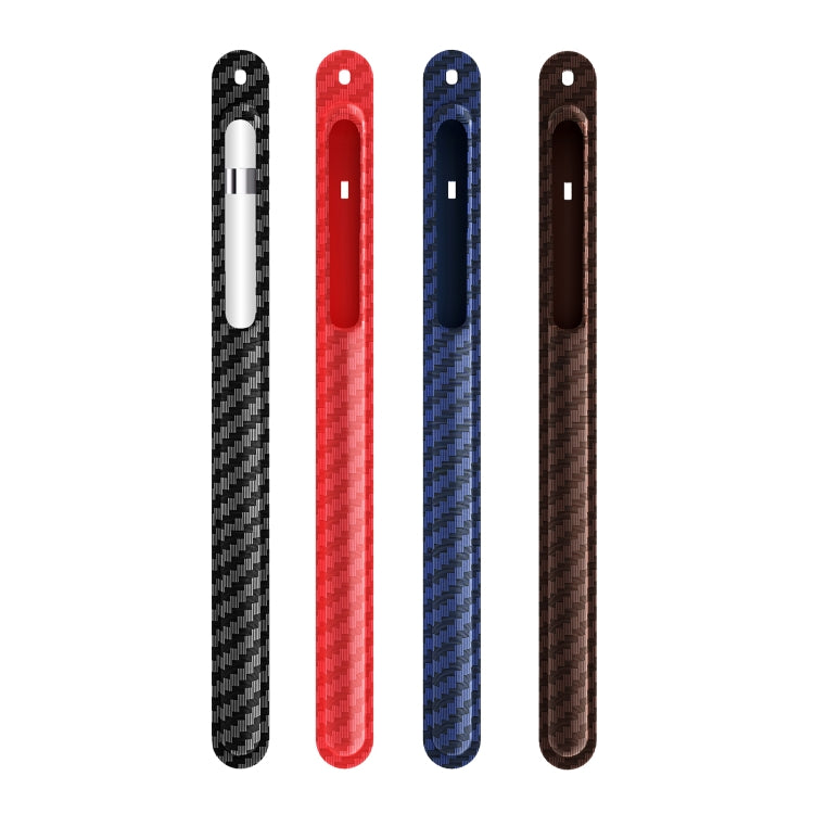 TPU Carbon Fiber Pattern Capacitor Stylus Pen Protective Case with Hook For Apple Pencil 1