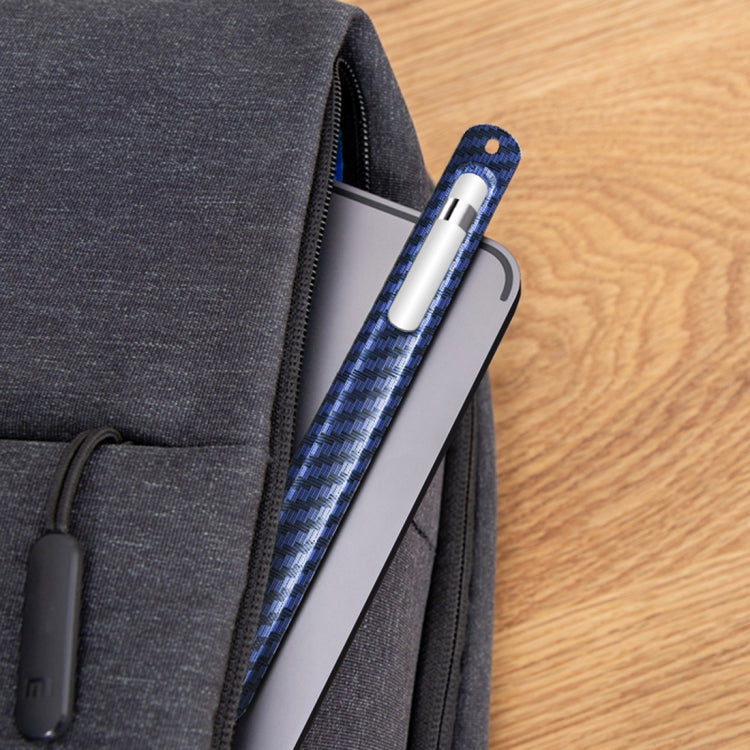 TPU Carbon Fiber Pattern Capacitor Stylus Pen Protective Case with Hook For Apple Pencil 1
