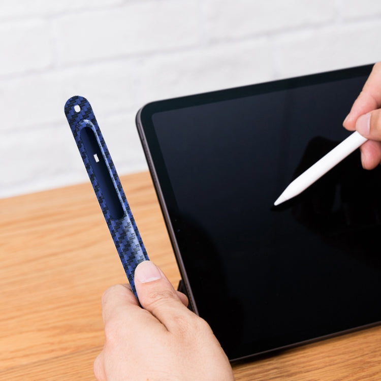 TPU Carbon Fiber Pattern Capacitor Stylus Pen Protective Case with Hook For Apple Pencil 2