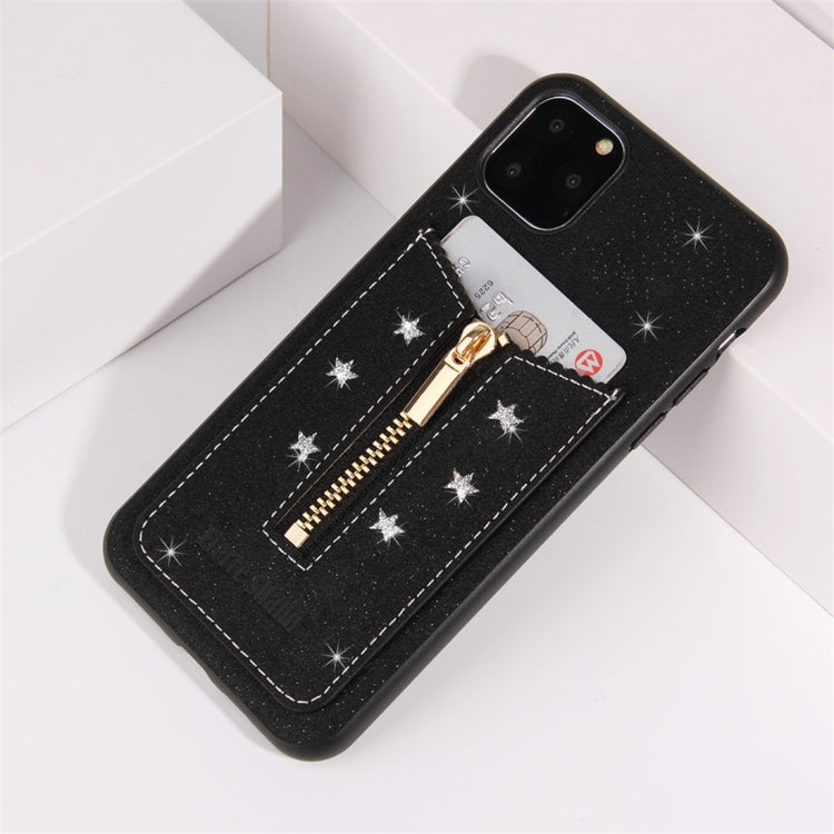 For iPhone 11 Pro Starry Sky Star Zipper Protective Case with Card Slot