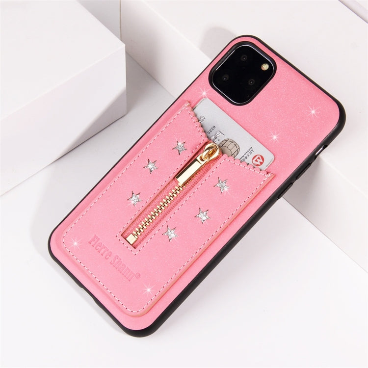 For iPhone 11 Pro Starry Sky Star Zipper Protective Case with Card Slot