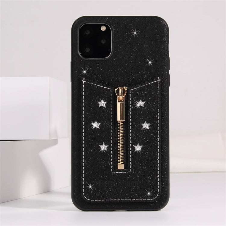 For iPhone 11 Pro Max Starry Sky Star Zipper Protective Case with Card Slot