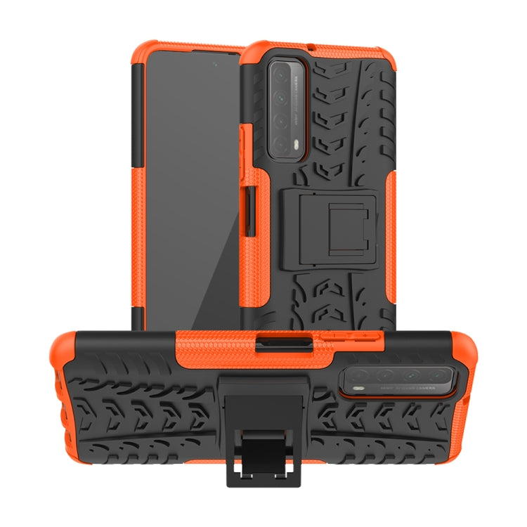 For Huawei P Smart(2021)/Y7a Tire Texture Shockproof TPU+PC Protective Case with Holder