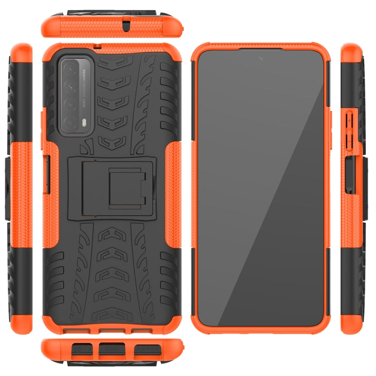 For Huawei P Smart(2021)/Y7a Tire Texture Shockproof TPU+PC Protective Case with Holder