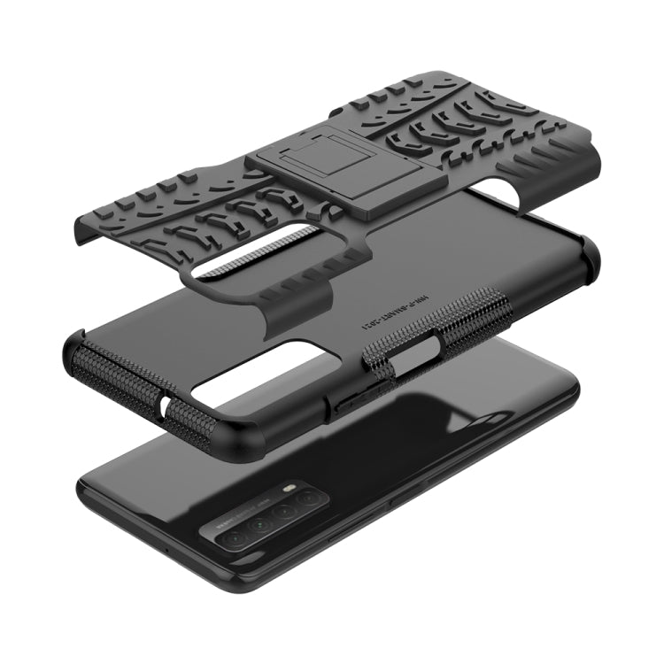 For Huawei P Smart(2021)/Y7a Tire Texture Shockproof TPU+PC Protective Case with Holder