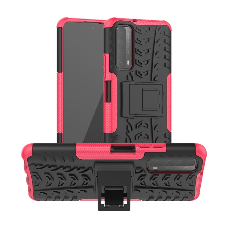 For Huawei P Smart(2021)/Y7a Tire Texture Shockproof TPU+PC Protective Case with Holder
