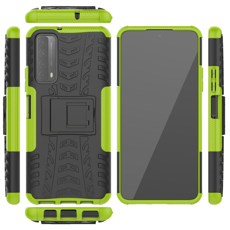 For Huawei P Smart(2021)/Y7a Tire Texture Shockproof TPU+PC Protective Case with Holder