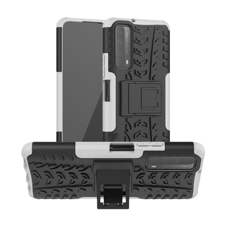 For Huawei P Smart(2021)/Y7a Tire Texture Shockproof TPU+PC Protective Case with Holder