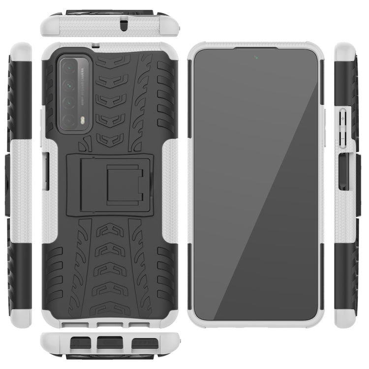 For Huawei P Smart(2021)/Y7a Tire Texture Shockproof TPU+PC Protective Case with Holder