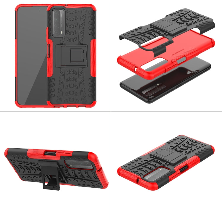 For Huawei P Smart(2021)/Y7a Tire Texture Shockproof TPU+PC Protective Case with Holder