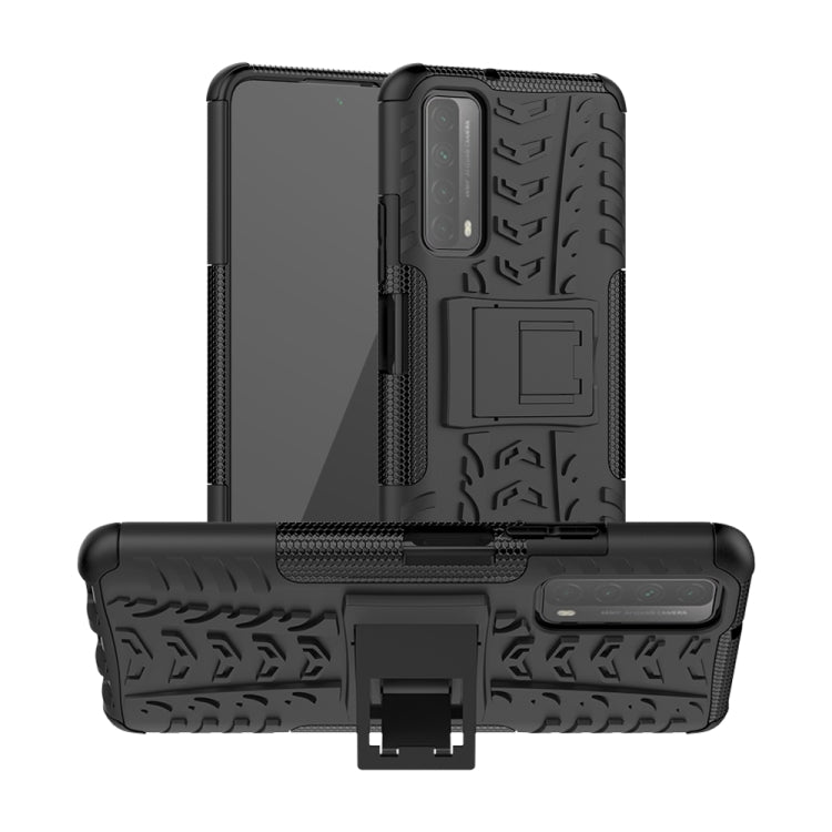 For Huawei P Smart(2021)/Y7a Tire Texture Shockproof TPU+PC Protective Case with Holder