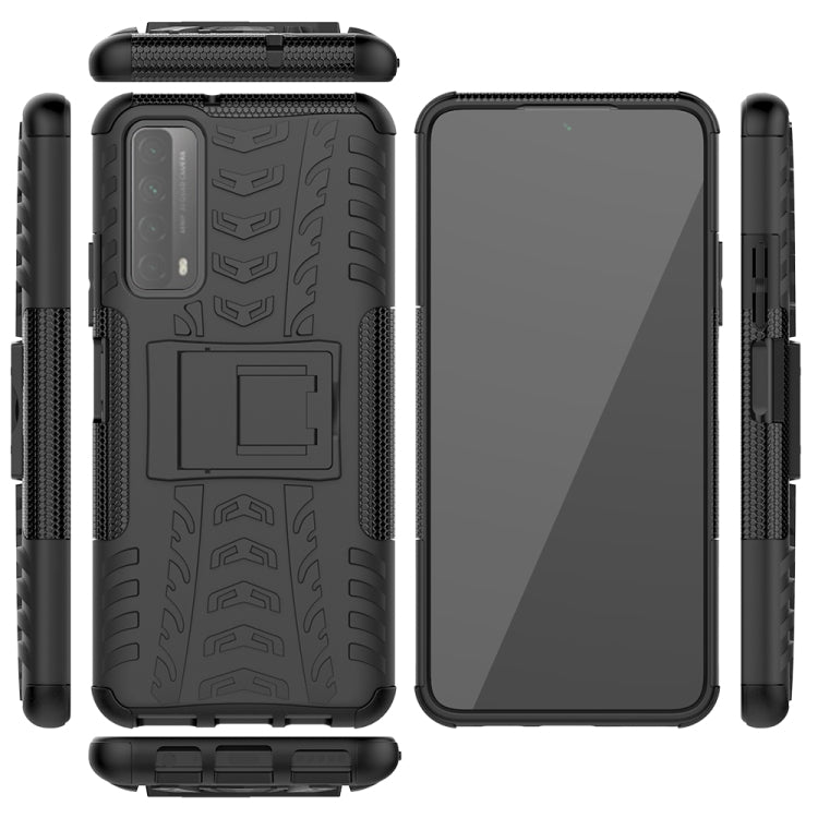For Huawei P Smart(2021)/Y7a Tire Texture Shockproof TPU+PC Protective Case with Holder
