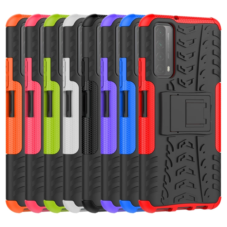 For Huawei P Smart(2021)/Y7a Tire Texture Shockproof TPU+PC Protective Case with Holder