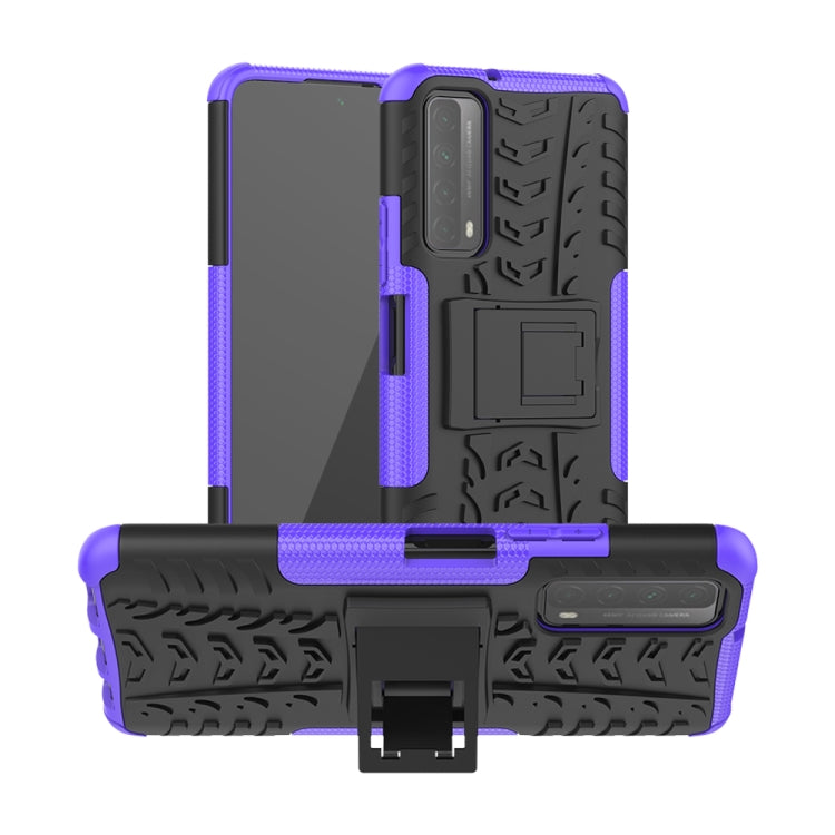For Huawei P Smart(2021)/Y7a Tire Texture Shockproof TPU+PC Protective Case with Holder
