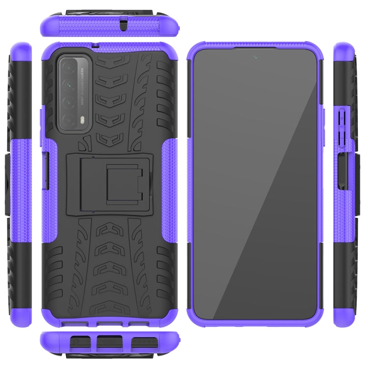 For Huawei P Smart(2021)/Y7a Tire Texture Shockproof TPU+PC Protective Case with Holder