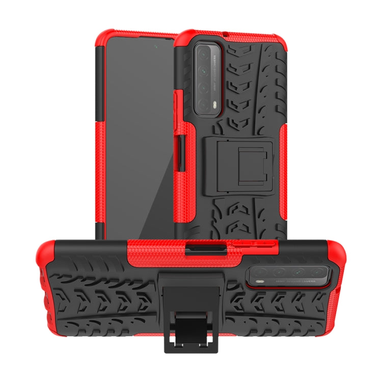 For Huawei P Smart(2021)/Y7a Tire Texture Shockproof TPU+PC Protective Case with Holder