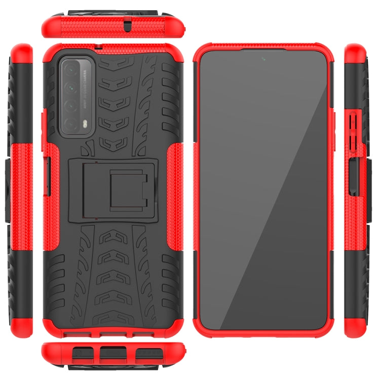 For Huawei P Smart(2021)/Y7a Tire Texture Shockproof TPU+PC Protective Case with Holder
