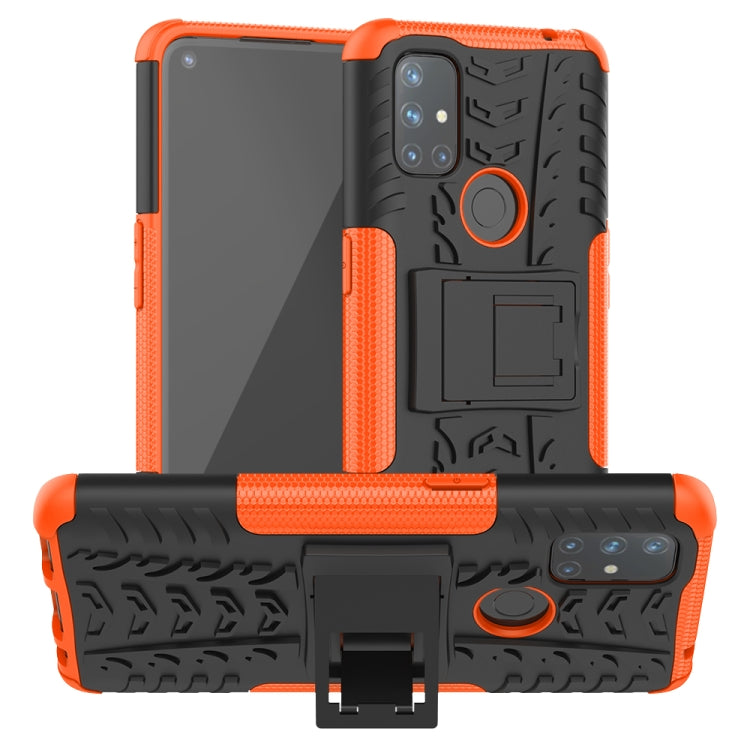 For OnePlus Nord N10 5G Tire Texture Shockproof TPU+PC Protective Case with Holder
