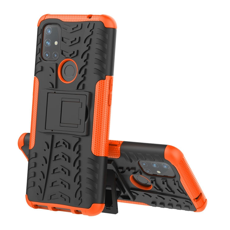 For OnePlus Nord N10 5G Tire Texture Shockproof TPU+PC Protective Case with Holder
