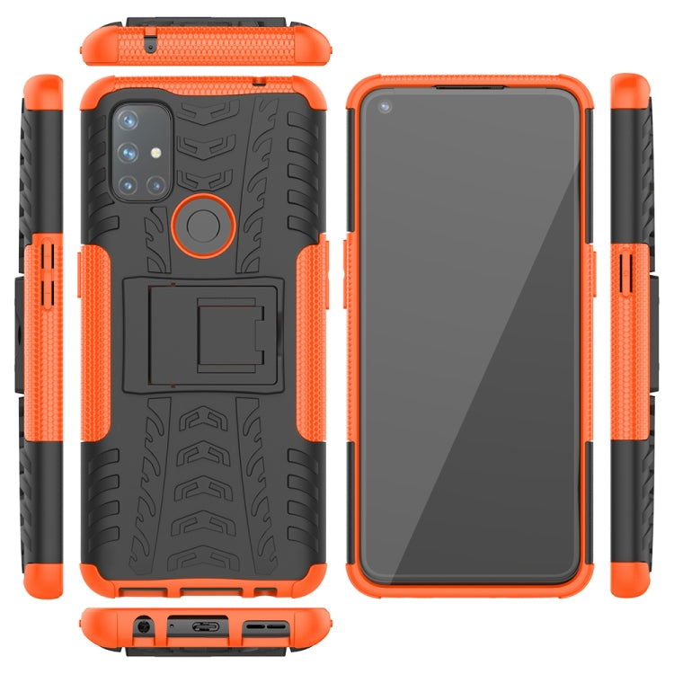For OnePlus Nord N10 5G Tire Texture Shockproof TPU+PC Protective Case with Holder