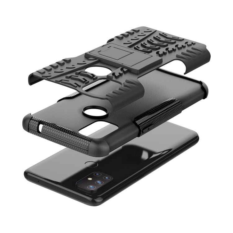 For OnePlus Nord N10 5G Tire Texture Shockproof TPU+PC Protective Case with Holder