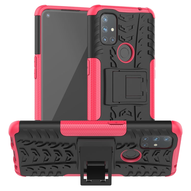 For OnePlus Nord N10 5G Tire Texture Shockproof TPU+PC Protective Case with Holder