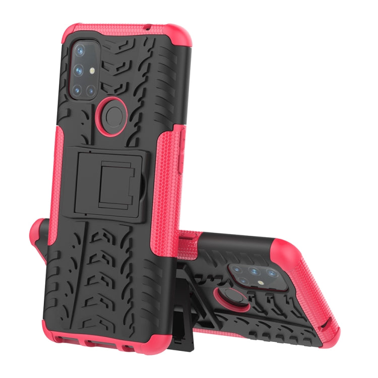 For OnePlus Nord N10 5G Tire Texture Shockproof TPU+PC Protective Case with Holder