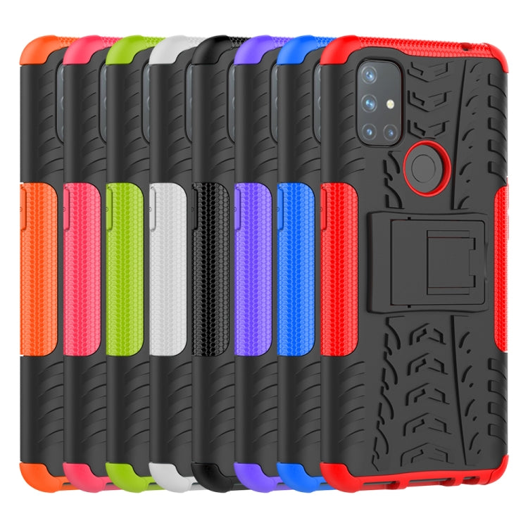 For OnePlus Nord N10 5G Tire Texture Shockproof TPU+PC Protective Case with Holder