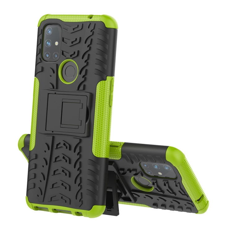 For OnePlus Nord N10 5G Tire Texture Shockproof TPU+PC Protective Case with Holder
