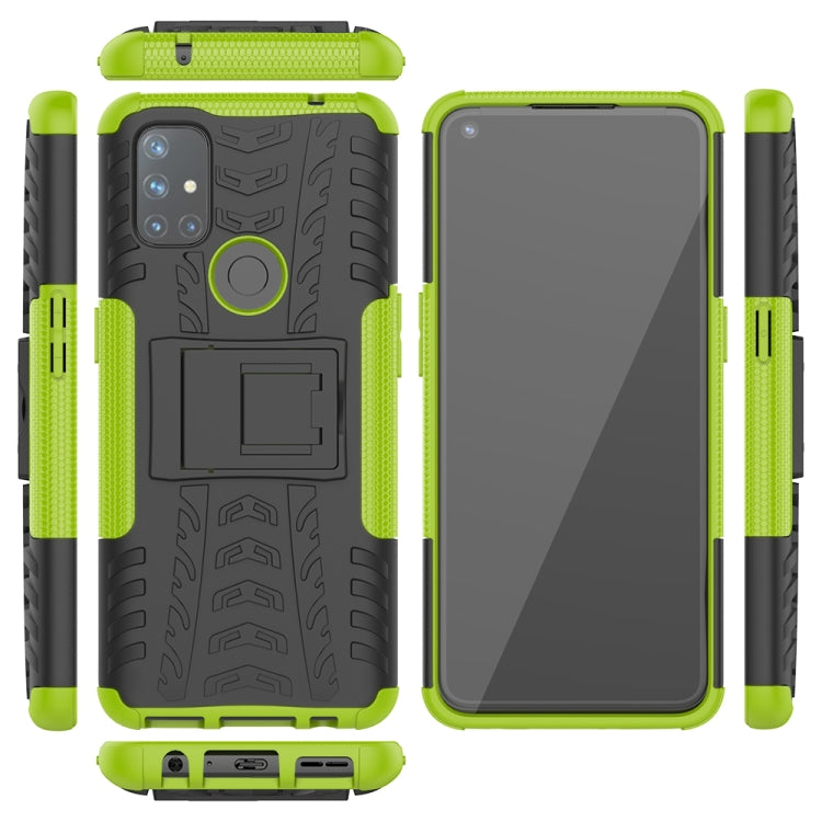 For OnePlus Nord N10 5G Tire Texture Shockproof TPU+PC Protective Case with Holder
