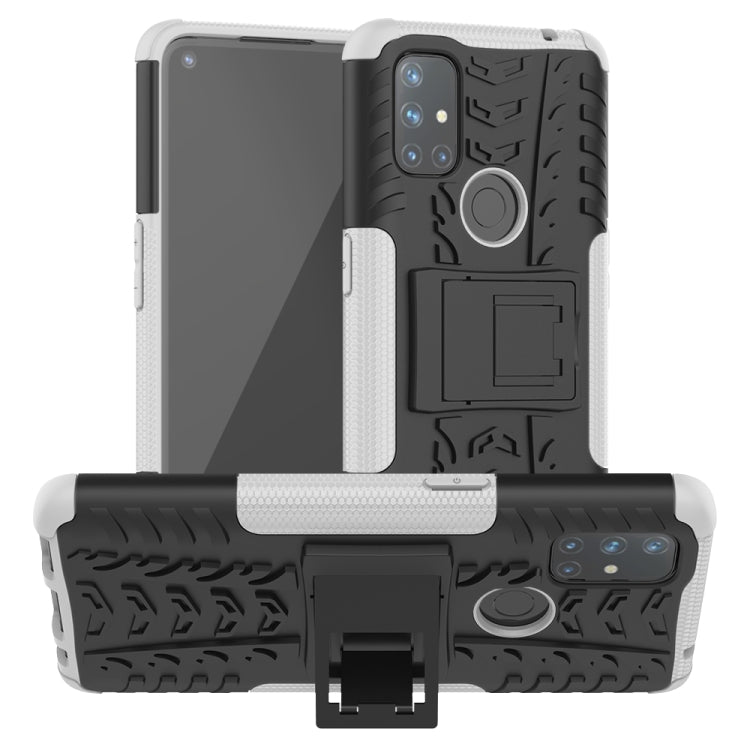 For OnePlus Nord N10 5G Tire Texture Shockproof TPU+PC Protective Case with Holder