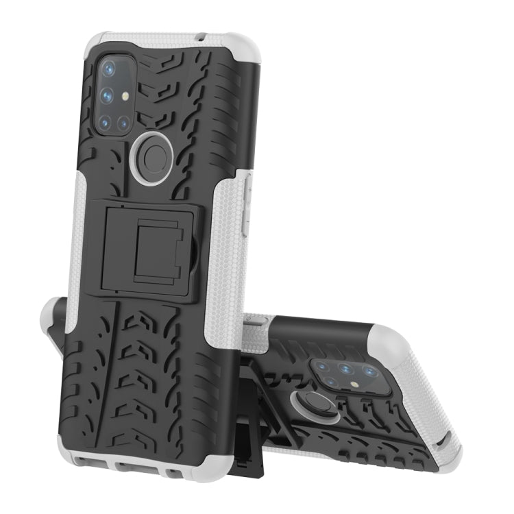 For OnePlus Nord N10 5G Tire Texture Shockproof TPU+PC Protective Case with Holder