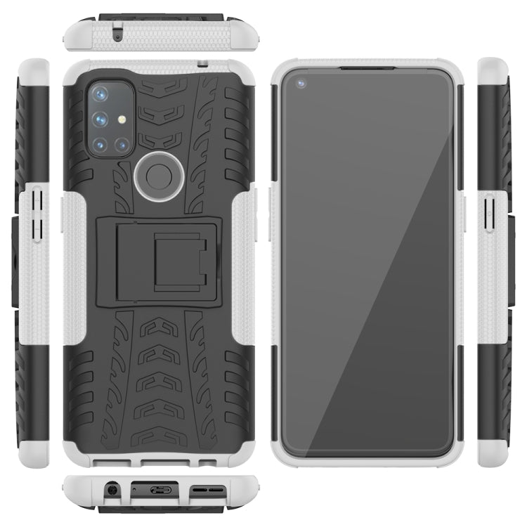 For OnePlus Nord N10 5G Tire Texture Shockproof TPU+PC Protective Case with Holder