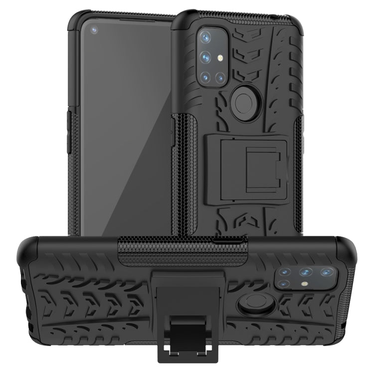 For OnePlus Nord N10 5G Tire Texture Shockproof TPU+PC Protective Case with Holder