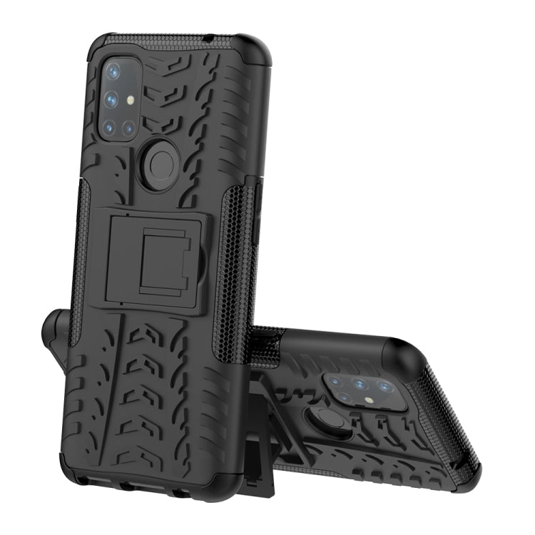 For OnePlus Nord N10 5G Tire Texture Shockproof TPU+PC Protective Case with Holder