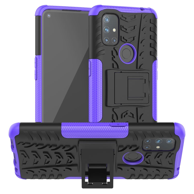For OnePlus Nord N10 5G Tire Texture Shockproof TPU+PC Protective Case with Holder