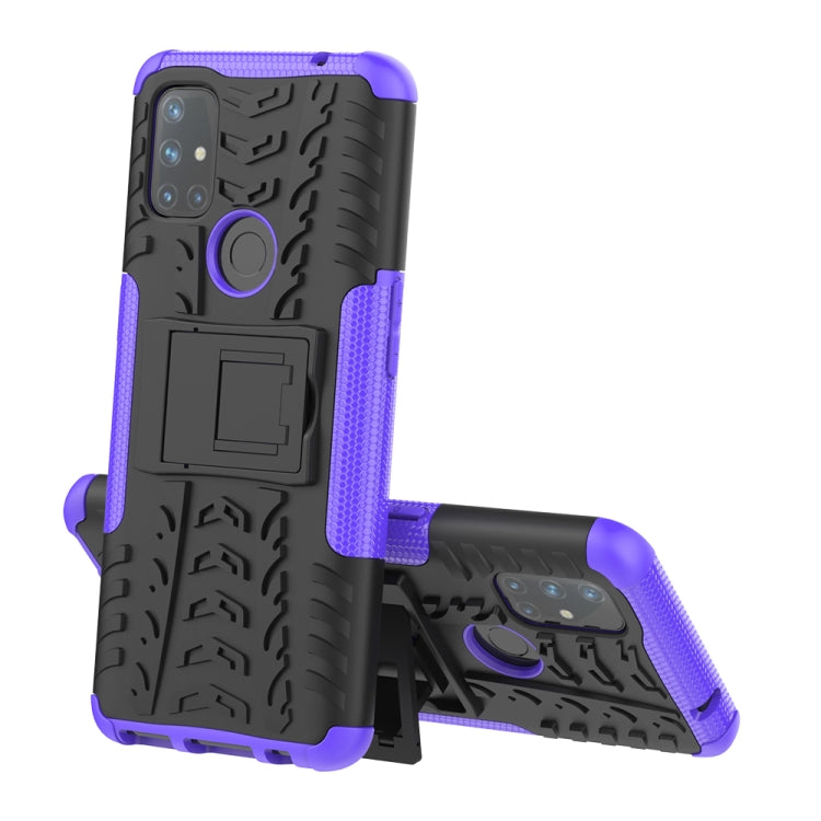 For OnePlus Nord N10 5G Tire Texture Shockproof TPU+PC Protective Case with Holder