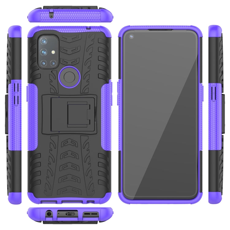 For OnePlus Nord N10 5G Tire Texture Shockproof TPU+PC Protective Case with Holder