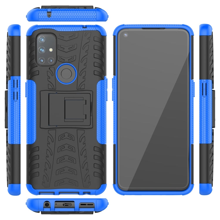 For OnePlus Nord N10 5G Tire Texture Shockproof TPU+PC Protective Case with Holder
