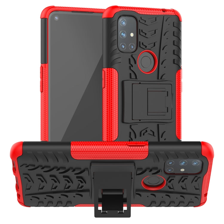 For OnePlus Nord N10 5G Tire Texture Shockproof TPU+PC Protective Case with Holder