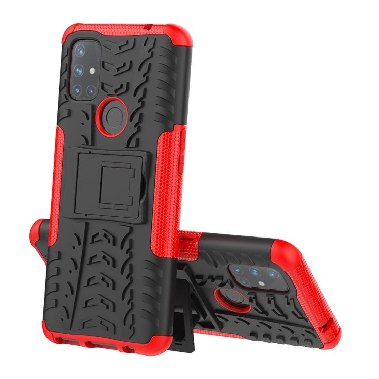 For OnePlus Nord N10 5G Tire Texture Shockproof TPU+PC Protective Case with Holder