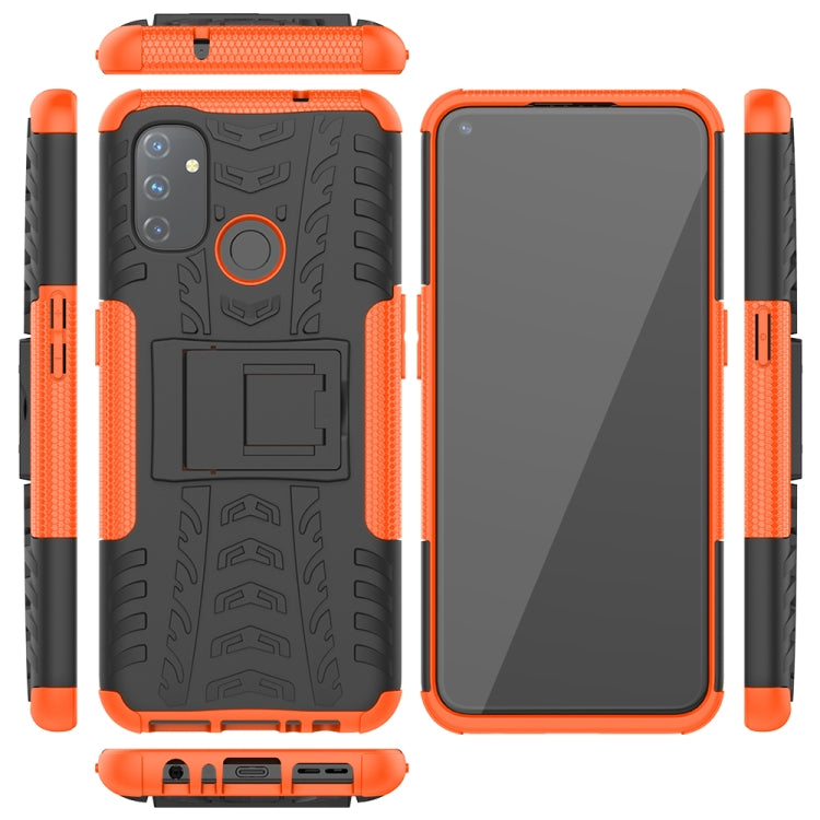 For OnePlus Nord N100 Tire Texture Shockproof TPU+PC Protective Case with Holder