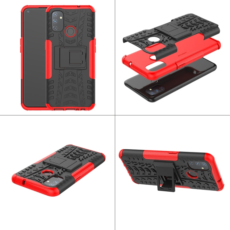 For OnePlus Nord N100 Tire Texture Shockproof TPU+PC Protective Case with Holder
