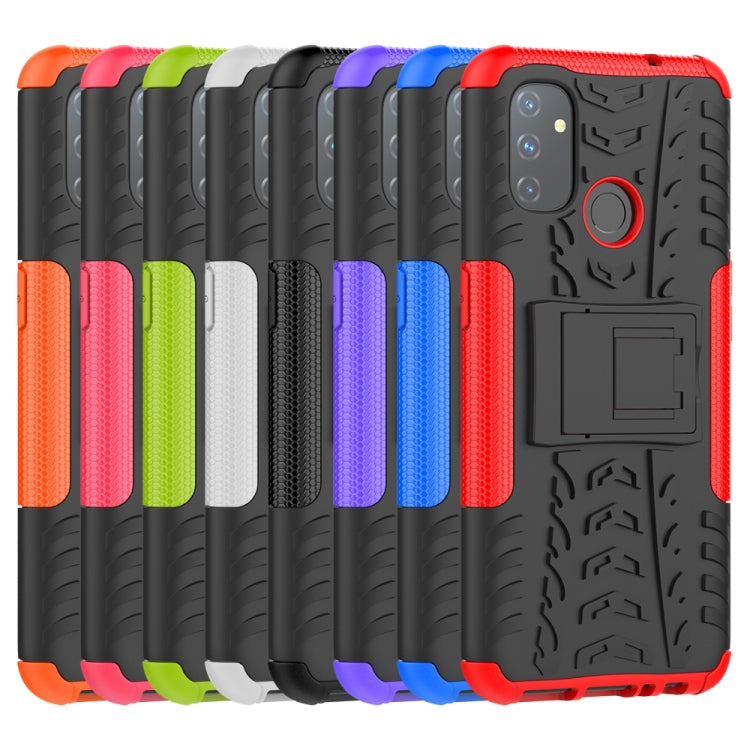 For OnePlus Nord N100 Tire Texture Shockproof TPU+PC Protective Case with Holder